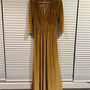 Baltic Born Mustard Velvet Long Sleeve Dress